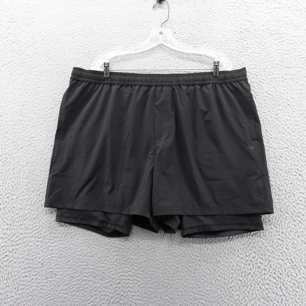 DSG Agility 2-in-1 Mens Athletic Shorts Black XXL Built in Liner NEW